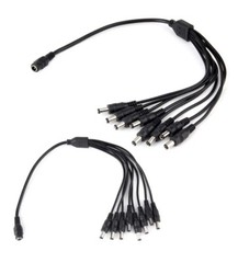 2PCS DC 1 Female to 8 Male Output Power Splitter Cable Y Adapter for CCTV Camera