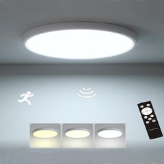 12 Inch Motion Sensor Ceiling Light Wired,24w Flush Mount 12in 1pack, White