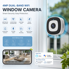 Window Security Camera 5G/2.4G WiFi Indoor Cam w/24/7 Recording Alexa Google