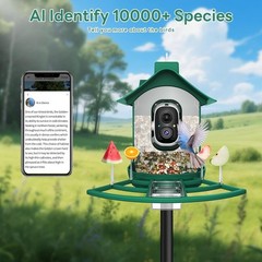 Cellular Smart Birdfeeder Cam, Built-in 4G LTE Sim Card, Solar Powered