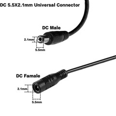 16ft DC Power Extension Cable 5.5mm x 2.1mm Male Female Cord 18AWG 12V 24V 10A