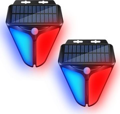2PKS Solar Alarm Light LED Strobe Light Wireless Motion Sensor Detector Outdoor