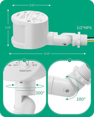 Motion Sensor, 180-Degree Replacement Motion Detector For Security Floodlights