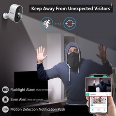 2 Pack Solar Battery Wireless Security Camera Outdoor 4MP WiFi Home IP65 Cameras