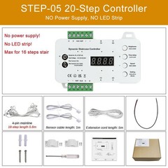 16 Steps LED Strip Light Stair Lighting Controller Motion Sensor System Full Set