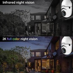 Light Bulb 2K Security Camera WiFi Night Vision Wireless Outdoor Motion Detector