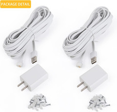 2 Pack 10Ft/3M Power Cord and Adapter for Google Nest Cam Outdoor or Indoor, Bat