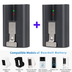 2PCS Rechargeable Ring Battery Pack & Charger for Ring Video Doorbell 2 3+ 4