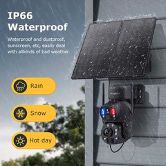 4G Wireless Security Camera Two Lens 360 2K Solar Panel 24/7 Recording 36X Zoom