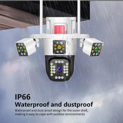 3 Lens HD 12MP WiFi IP Camera Wireless Outdoor CCTV PTZ Home Security IR Cam
