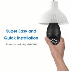 Wireless LED Bulb Camera 1080P HD, 355° Horizontal, 90° Vertical, Motion Detect