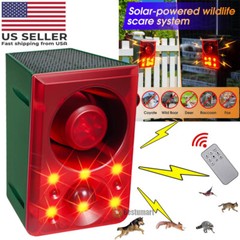 Solar Outdoor Motion Sensor Alarm – Dog Barking & Gunshot Sound 130db Siren
