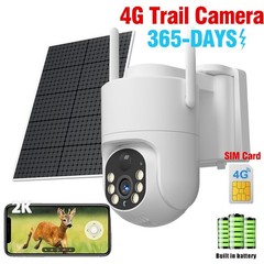 Solar Powered for Outdoor No Wifi Security Camera with Built-In 4G LTE SIM Card