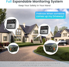 Solar Driveway Alarm Wireless Outdoor 1/2 Mile Range – Customizable Alarm Tones