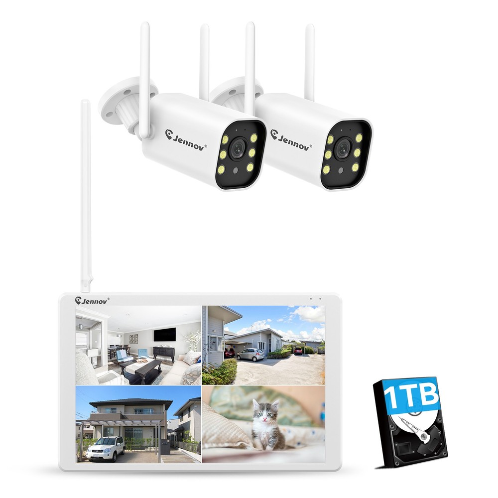 Wireless IP Security Camera System 5MP 10CH NVR Two-Way Audio 24/7 Recording