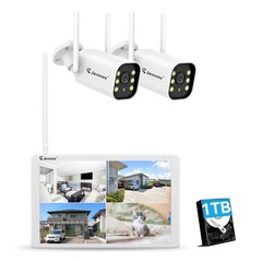 Wireless IP Security Camera System 5MP 10CH NVR Two-Way Audio 24/7 Recording