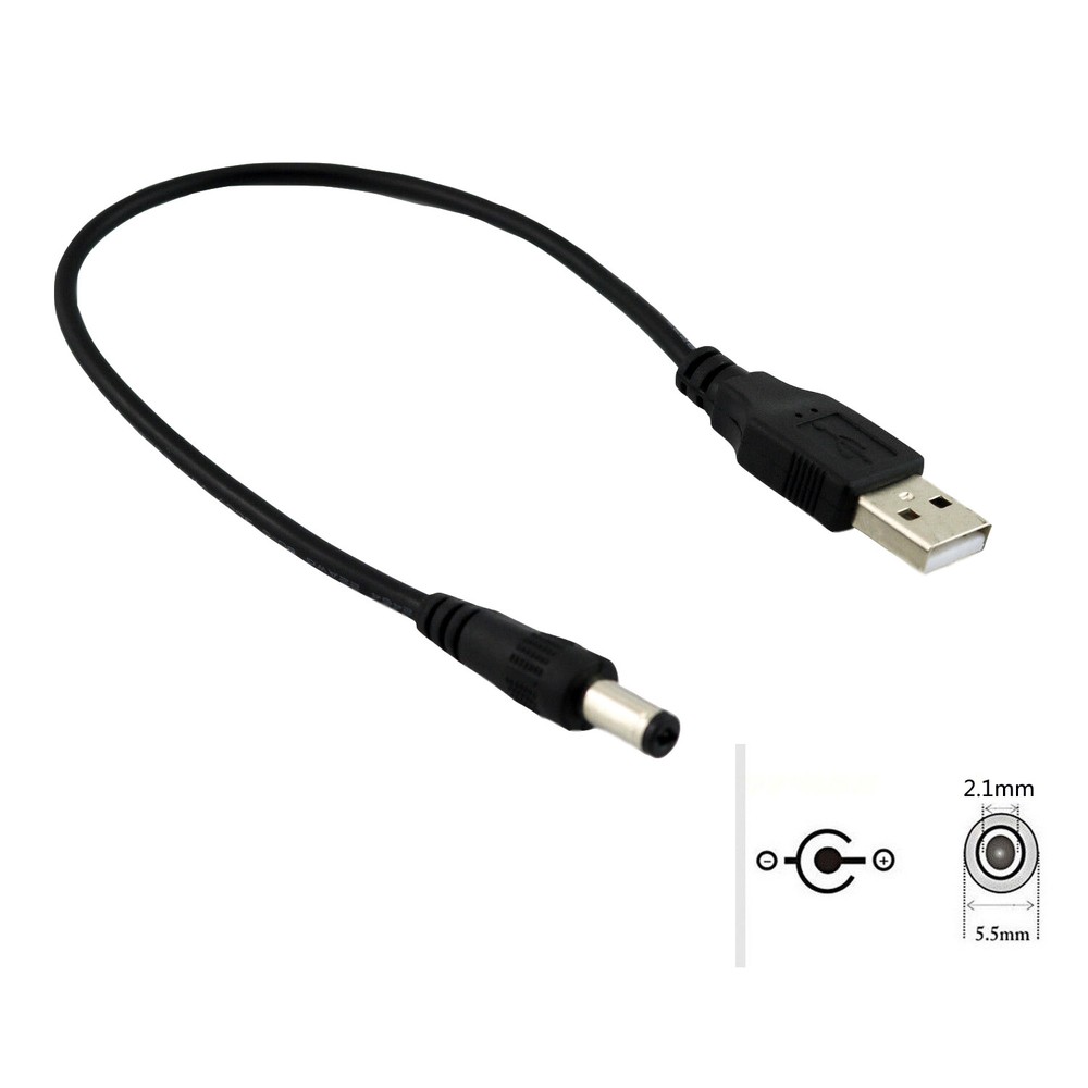 10x USB 2.0 A Male to 5.5x 2.1mm Male 5V DC Power Charging Extension Cable 25cm