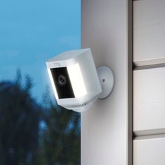Ring Spotlight Cam Plus Wireless Battery Security Camera with Solar Panel White