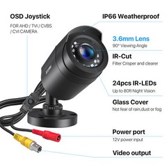 ZOSI 2MP 1080P 4in1 Security Camera Wired Home CCTV Camera Night Vision Outdoor