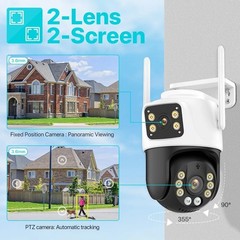 Triple Lens PTZ WiFi Security Camera Auto Tracking Color Night Vision IP66