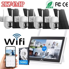 CAMCAMP 4MP Wireless Home Security Camera System Solar IP Cameras 10” Monitor