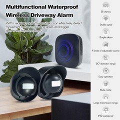 656ft Wireless Driveway Alarm Motion Sensor Alarm Indoor Outdoor H2C8 Waterproof