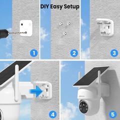 ANRAN 4 Pack Security Camera Wireless Outdoor 5MP 360° PTZ Camera Solar Powered