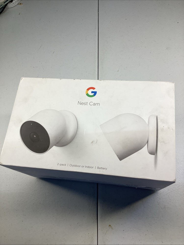 Google Nest Security Indoor Outdoor Cameras G3AL9 (Snow) 2-Pack with box