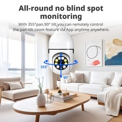 2X 360° 1080P IP E27 Light Bulb Camera WiFi IR Night SmartHome Wireless Security
