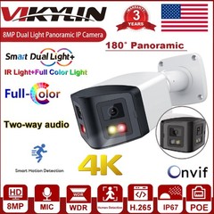 Vikylin 4/8MP 180° Dual Lens POE IP Camera Dual Light IR+Full Color Night Vision