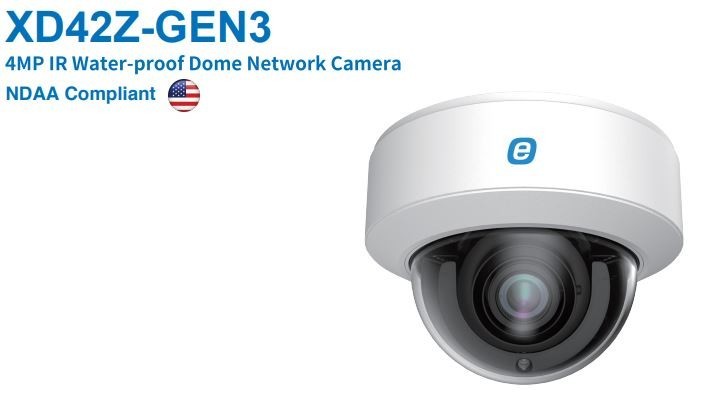 IP Camera Dome 4 MP POE 164ft (50m) IR WDR (120dB) Micro SD IP67 XD42Z-GEN3