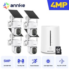ANNKE 4MP Solar Battery Wireless Security Camera System WiFi 2 Way Audio W/64GB