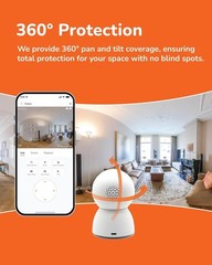 SensForge 2.5K 360° Pan-Tilt Wi-Fi Security Camera, AI Detection, 64GB SD