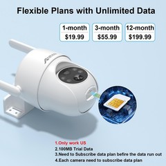 ANRAN Outdoor 4G LTE Solar Security Camera Battery 360° PTZ Garden Farm