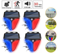 4PCS Solar Alarm Strobe Light Lamps Motion Sensor IP65 Sound Security Outdoor