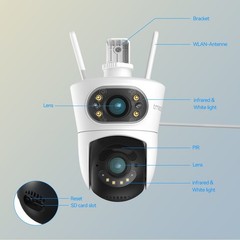 4PCS Wireless Security Camera System Dual Lens WiFi Smart Outdoor Night View 4MP
