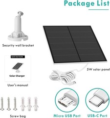 USB Solar Panel with 9.8ft Cable – 5W Power for Reliable Outdoor Camera Charging