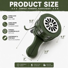 Hand Crank Siren Horn, 110 DB Loud Safety Manual Siren, Portable Metal Manual…