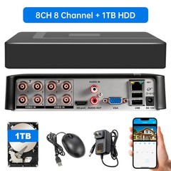 8 Channel H.265+ DVR 1080P HD with 1TB Hard Drive for Security Camera System US