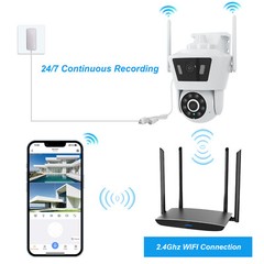 ANRAN Home Wireless Security Camera Outdoor WIFI Dual Lens Pan/Tilt 2 Way Audio