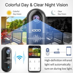 iDOO Smart WiFi Video Doorbell Camera 1080P Motion Night Vision, 2-Way Audio, US