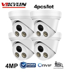 4pcs Vikylin Full Color 4MP Network IP Camera Wired Mic Anti Theft Home Outdoor