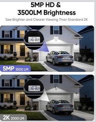 2K Floodlight Camera 360° View, 3500LM Hardwired Security Outdoor Camera