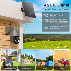 2.5K 4G Camara De Seguridad Sin Wifi Con Panel Solar Audio Para Casas Exteriores