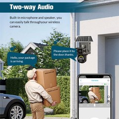 Solar Battery Powered Wireless WiFi Outdoor Pan/Tilt Home Security Camera System