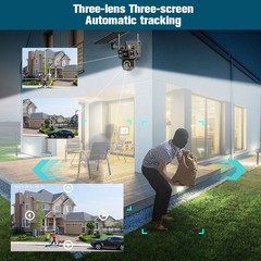 Solar Battery Powered Wireless WiFi Outdoor Pan/Tilt Home Security Camera System