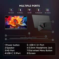 Aoc Portable Monitor 15.6 Fhd 1080P Ips 125 Srgb Usb-C Hdmi Travel Monitor For