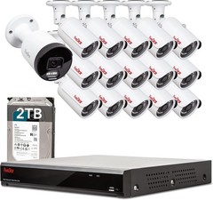 AI Camera & 15pcs 5MP PoE Security Cameras Wired with 4K 16CH NVR with 2TB HDD