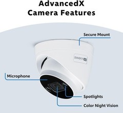 Swann AdvancedX™ Wired NVR 4K Security Camera System, 8 Channels, 4 PoE Dome C