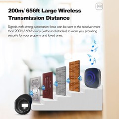 Waterproof 656ft Wireless Driveway Alarm Motion Sensor Alarm Indoor Outdoor H2C8